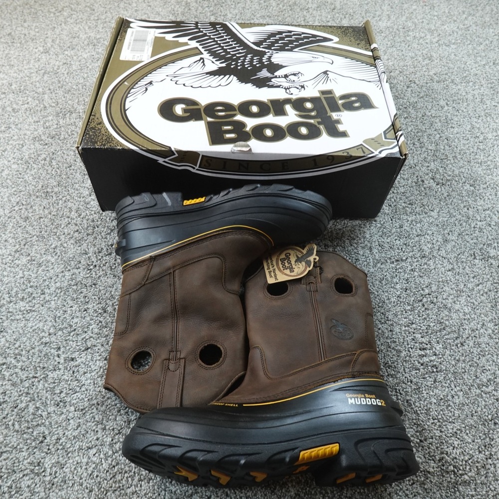 Georgia Boot Boots Mens 10.5 M Dark Brown Muddog 2 Waterproof Pull On Work Shoes